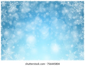 Winter Christmas and New Year - Snowfall Vector Background