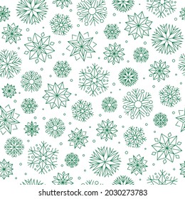 Winter Christmas New Year snowflakes seamless pattern for print and background. Vector illustration.