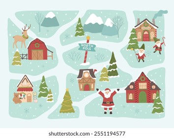 inverno Natal Polo Norte de paisagem mapa vetor ilustração banner poster