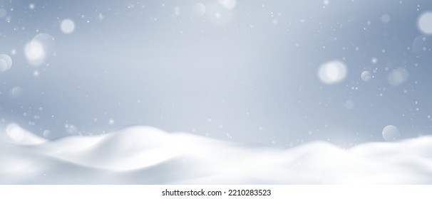 Winter Christmas on background of drift, snowflakes and snow. Elegant and gorgeous winter background design, vector illustration.