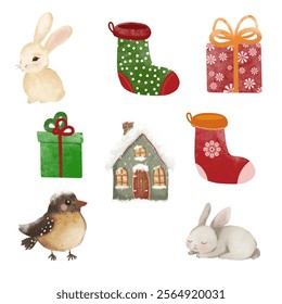 Winter, Christmas pack. Holidays elements.