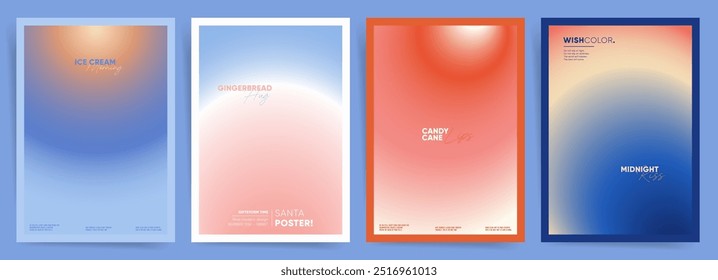 Invierno y Navidades Pastel Circular Gradient Plantillas. Estética suave para tarjetas de Nuevo año, Días festivos Pósters y volantes - Diseños en blanco de Y2K Trend para volantes, invitaciones y Días festivos