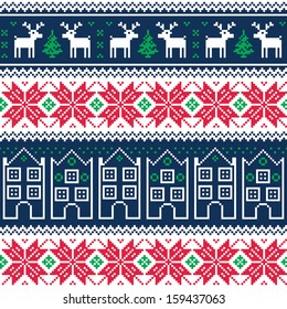 Winter Christmas pattern with reindeer