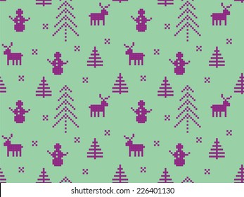 Winter, Christmas red seamless pixelated pattern