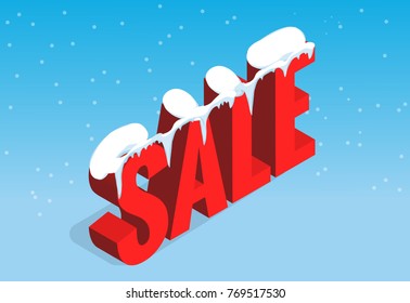 Winter christmas sale banner, vector illustration. Winter shopping concept. Shopping, offer, discount background