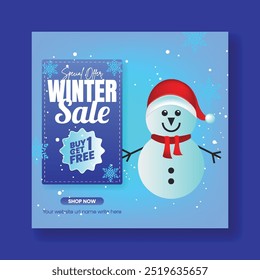 
Winter and Christmas sale promotion square Flyer or poster Template for Social Media and Web Banners, E-commerce Discounts and Fashion Sale Promotions ads modern snow winter colorful background
