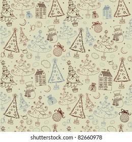 Winter Christmas seamless pattern