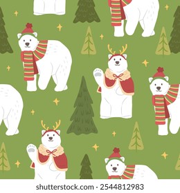 Navidades de invierno sin patrón de Ilustración vectorial animal