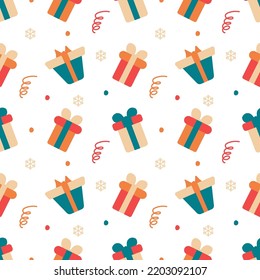 Winter Christmas seamless pattern. Creating a festive design, printing on paper and textiles. Vector illustration