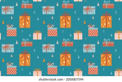 Winter, Christmas seamless pattern design, Boho, Bohemian modern style 