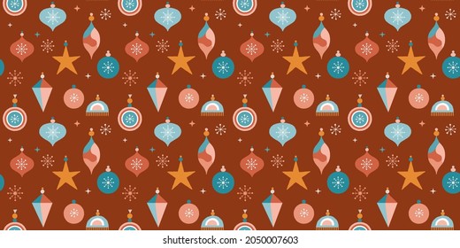 Winter, Christmas seamless pattern design, Boho, Bohemian modern style 