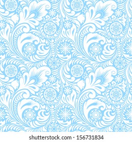 Winter Christmas Seamless Pattern. Frosty Patterns. Ornament With Snowflakes. Blue And White.