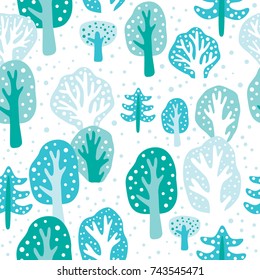 Winter and Christmas seamless pattern on a white background. Vector illustration. It can be used for backgrounds, surface textures, wallpapers, pattern fills.