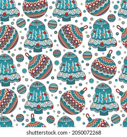 Invierno Navidad patrón sin fisuras contorno vector dibujado a mano. Árbol de abetos de Navidad. diseño navideño
