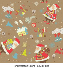 Winter Christmas seamless pattern with Santa