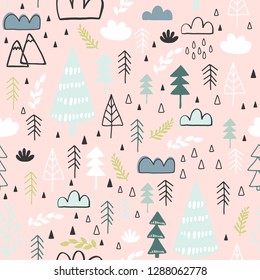 Winter Christmas Seamless  Pattern, Vector Children Background, kids wallpaper for fabric, textile, clothes, paper, scrapbooking, planner, sticker