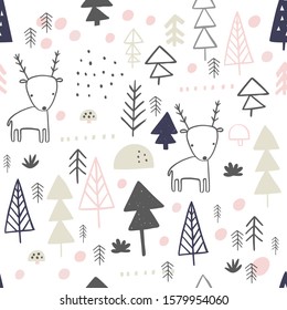 Winter Christmas Seamless  Pattern, Vector Children Background, kids wallpaper for fabric, textile, clothes, paper, scrapbooking, planner, sticker