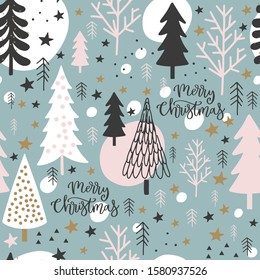 Winter Christmas Seamless  Pattern, Vector Children Background, kids wallpaper for fabric, textile, clothes, paper, scrapbooking, planner, sticker