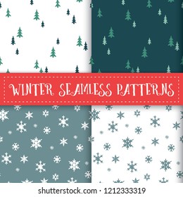 Winter christmas seamless patterns. cute and elegant designs for paper wrap, packagings, cards and more.