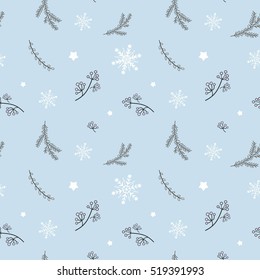 Winter Christmas seamless texture. Vector illustration.