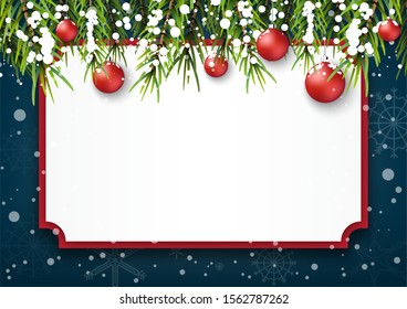 Winter Christmas season with holiday decorations.  space copy text and vector design