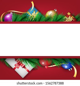 Winter Christmas season with holiday decorations.  space copy text and vector design