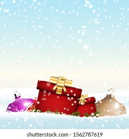 Winter Christmas season with holiday decorations.  space copy text and vector design