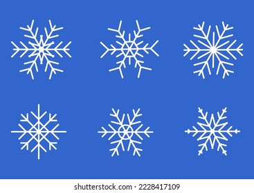 Winter christmas snow flake ice crystal element for design. Christmas snowflake seamless pattern. Christmas logo icon. Xmas frost flat silhouette symbol isolated on background. Vector illustration.