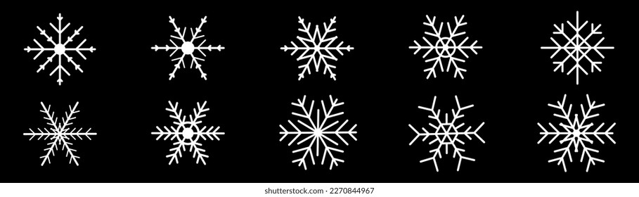 Winterschneeflöckchen Eiskristall für Design. Weihnachtsschneeflocken nahtloses Muster. Weihnachts-Logo-Symbol. Weihnachtsfrost-Silhouette-Symbol einzeln auf Hintergrund. Vektorgrafik.