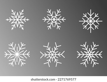 Winter christmas snow flake ice crystal element for design. Xmas frost flat silhouette symbol isolated on background. Christmas snowflake seamless pattern. Christmas logo icon. Vector illustration.