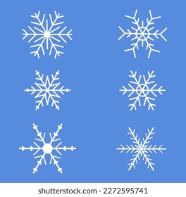 Winterschneeflöckchen Eiskristall für Design. Weihnachtsfrost-Silhouette-Symbol einzeln auf Hintergrund. Weihnachtsschneeflocken nahtloses Muster. Weihnachts-Logo-Symbol. Vektorgrafik.
