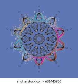 Winter christmas snow flat crystal element. Snowflake vector icon colorful background color. Vector illustration. Xmas frost snow flake isolated silhouette symbol. Weather illustration ice collection.