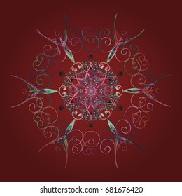 Winter christmas snow flat crystal element. Weather illustration ice collection. Snowflake vector icon colorful background color. Xmas frost snow flake isolated silhouette symbol. Vector illustration.