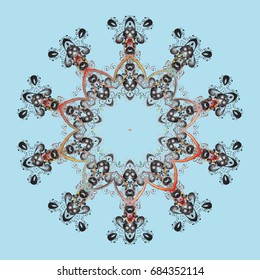 Winter christmas snow flat crystal element. Snowflake vector icon colorful background color. Vector illustration. Xmas frost snow flake isolated silhouette symbol. Weather illustration ice collection.