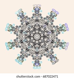 Winter christmas snow flat crystal element. Snowflake vector icon colored background color. Xmas frost snow flake isolated silhouette symbol. Weather illustration ice collection. Vector illustration.