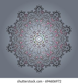Winter christmas snow flat crystal element. Vector illustration. Xmas frost snow flake isolated silhouette symbol. Snowflake vector icon colored background color. Weather illustration ice collection.
