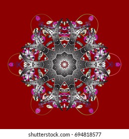 Winter christmas snow flat crystal element. Vector illustration. Weather illustration ice collection. Xmas frost snow flake isolated silhouette symbol. Snowflake vector icon colored background color.