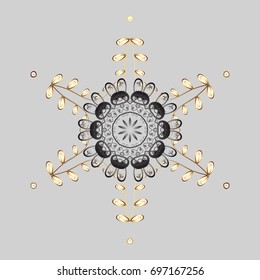 Winter christmas snow flat crystal element. Xmas frost snow flake isolated silhouette symbol. Weather illustration ice collection. Snowflake vector icon gray background color. Vector illustration.
