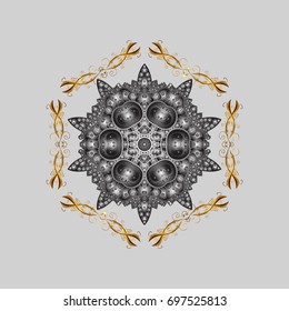 Winter christmas snow flat crystal element. Weather illustration ice collection. Xmas frost snow flake isolated silhouette symbol. Vector illustration. Snowflake vector icon gray background color.