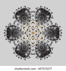 Winter christmas snow flat crystal element. Weather illustration ice collection. Vector illustration. Snowflake vector icon gray background color. Xmas frost snow flake isolated silhouette symbol.