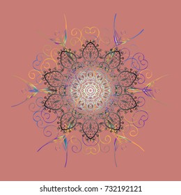 Winter christmas snow flat crystal element. Weather illustration ice collection. Vector. Snowflake vector background pink, gray and neutral color. Xmas frost snow flake isolated silhouette symbol.