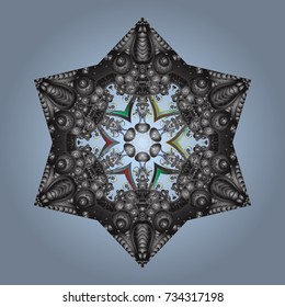 Winter christmas snow flat crystal element. Vector. Weather illustration ice collection. Xmas frost snow flake isolated silhouette symbol. Snowflake vector background neutral, gray and brown color.