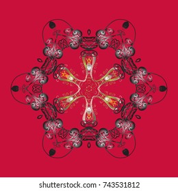 Winter christmas snow flat crystal element. Snowflake vector icon background red, gray and neutral color. Xmas frost snow flake isolated silhouette symbol. Weather illustration ice collection. Vector.