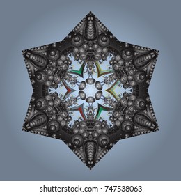 Winter christmas snow flat crystal element. Vector. Weather illustration ice collection. Xmas frost snow flake isolated silhouette symbol. Snowflake vector background neutral, gray and brown color.
