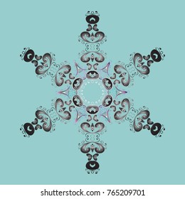 Winter christmas snow flat crystal element. Vector. Xmas frost snow flake isolated silhouette symbol. Snowflake vector icon background blue, gray and neutral color. Weather illustration ice collection