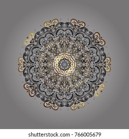 Winter christmas snow flat crystal element. Weather illustration ice collection. Snowflake vector icon background gray, white and brown color. Xmas frost snow flake isolated silhouette symbol. Vector.