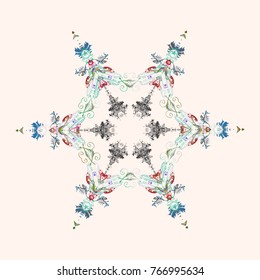 Winter christmas snow flat crystal element. Snowflake vector icon background neutral, gray and blue color. Xmas frost snow flake isolated silhouette symbol. Weather illustration ice collection. Vector
