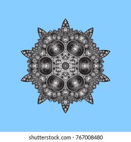 Winter christmas snow flat crystal element. Xmas frost snow flake isolated silhouette symbol. Vector. Weather illustration ice collection. Snowflake vector icon background blue, gray and brown color.
