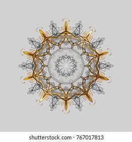 Winter christmas snow flat crystal element. Vector. Snowflake vector icon background gray, brown and beige color. Weather illustration ice collection. Xmas frost snow flake isolated silhouette symbol.