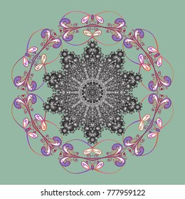 Winter christmas snow flat crystal element. Snowflake vector icon background neutral, gray, purple color. Weather illustration ice collection. Vector. Xmas frost snow flake isolated silhouette symbol.
